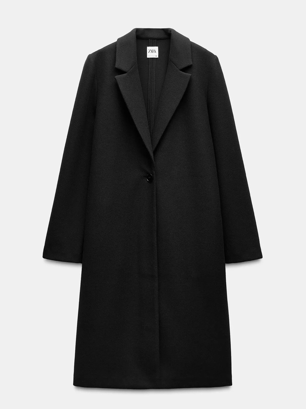 Zara Black Single-Button Long Trench Coat